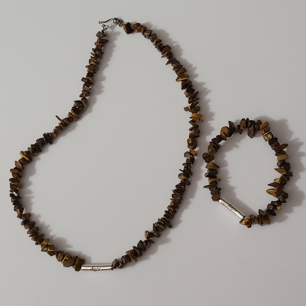 925 Tigers Eye Set Necklace Bracelet HOPE  Gemstones Sterling Silver